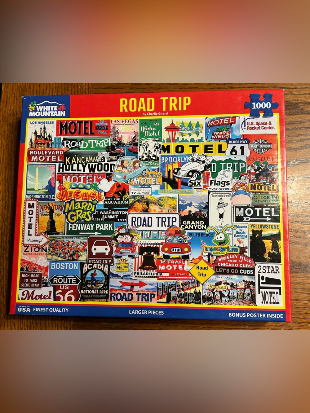 White Mountain Road Trip Jigsaw Puzzle - Red Multicolor Collage 1000 pieces
